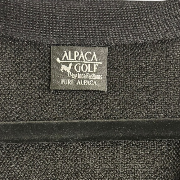 Inca Fashions Peruvian Alpaca Golf Cardigan Vintage Professional Black Men - Picture 3 of 11